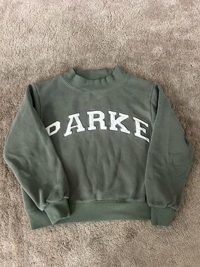 PARKE Hunter Green Varsity Mockneck Sweatshirt s/m fleece read